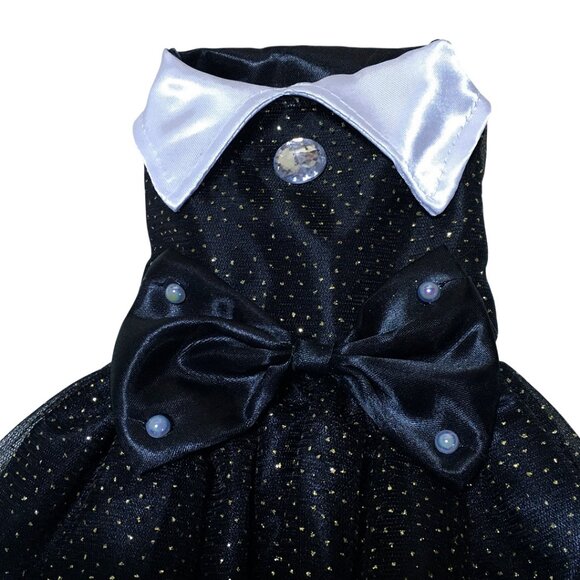 🎃👻 WEDNESDAY ADDAMS HALLOWEEN DOG PUPPY PET COSTUME GOTHIC BALL GOWN DRESS👻🎃 - Picture 4 of 10